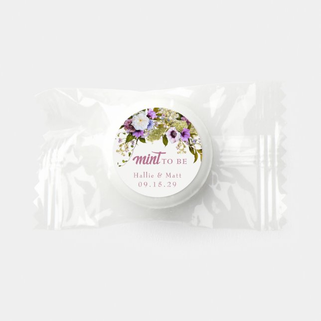 Pink Purple Flowers |  Mint To Be Wedding Life Saver® Mints (Front)