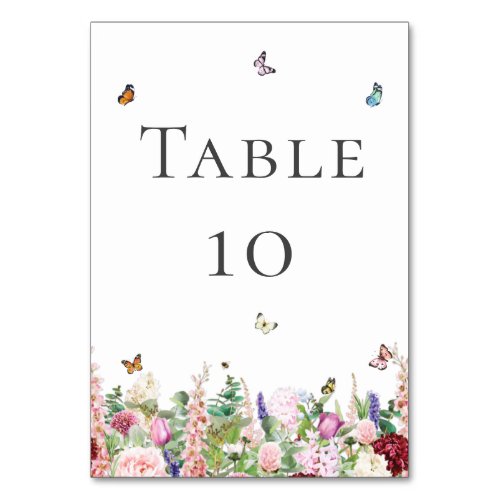 Pink Purple Flowers with Butterflies  Table Number