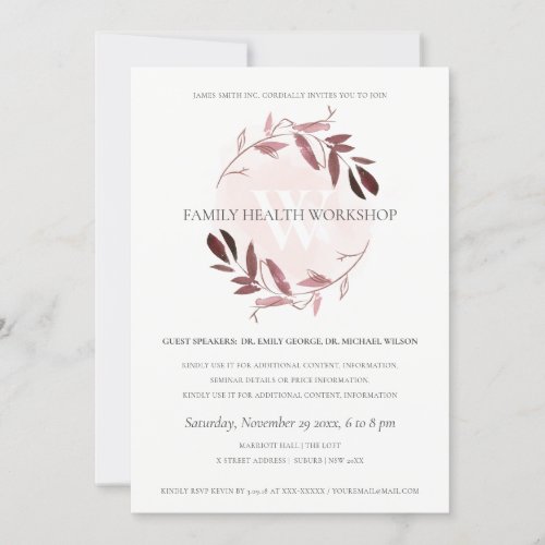 PINK PURPLE FOLIAGE WREATH WORKSHOP EVENT INVITE