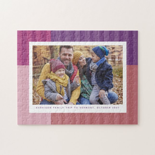 Pink purple fun colorful personalized photo jigsaw puzzle (Horizontal)