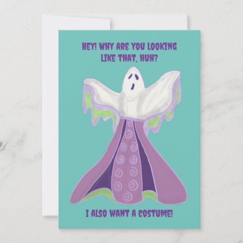 Pink  Purple Funny Ghost cute Halloween Card