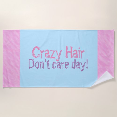 Pink Purple Funny Hair Beach Towels