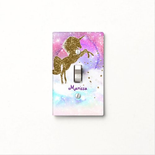 Pink Purple Galaxy Magical Unicorn Sparkle Light Switch Cover