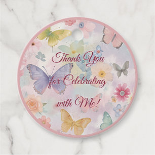 Pink Purple Garden Party, Whimsical Birthday Girl Favor Tags