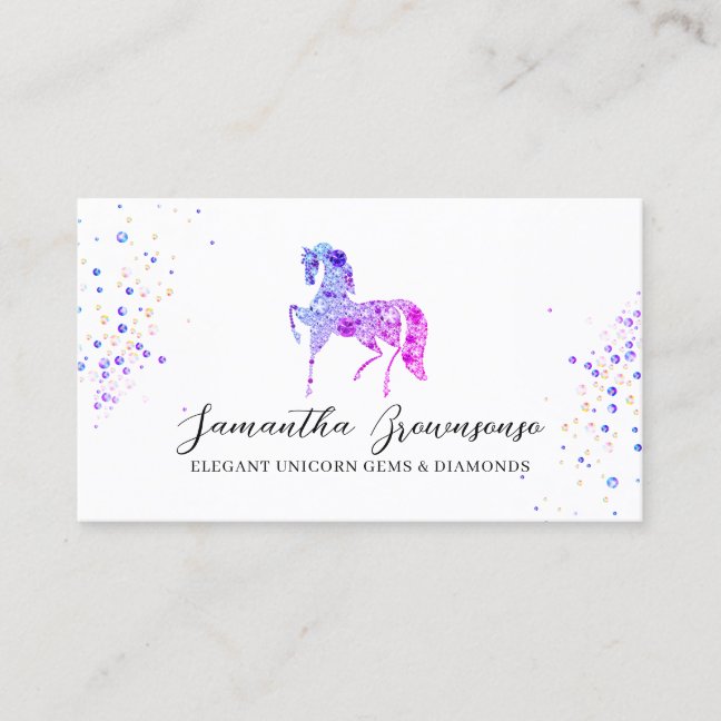 Pink Purple gems Unicorn diamonds jewelry Business Card