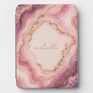 Pink Purple Geode Marble Gold Personalized Name Kindle Cover