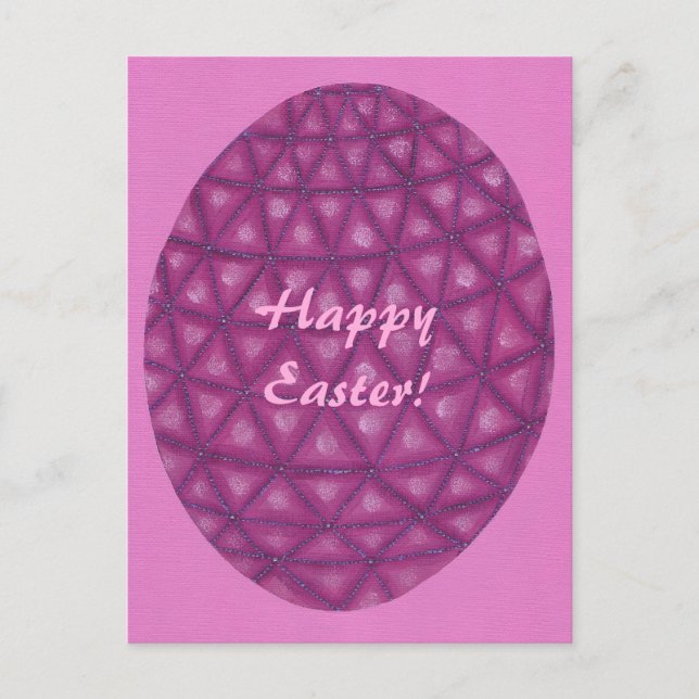 Pink Purple Geometric Happy Easter Egg Postcards (Front)
