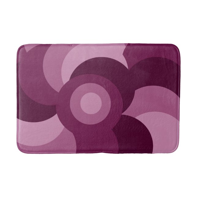 Pink purple Geometric Modern Minimalist Circles Bath Mat (Front)