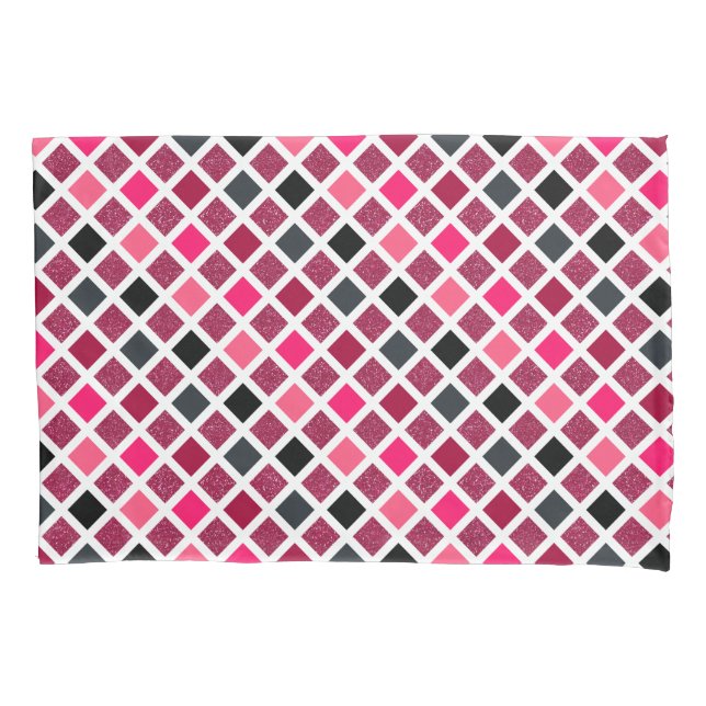 Pink Purple Geometric Pattern Pillow Case (Front)