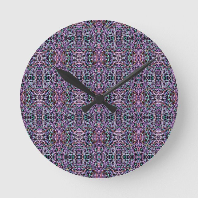 Pink Purple Geometric Round Clock (Front)