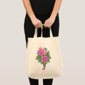 Pink Purple Geranium Monogram Wedding Tote Bags (Front (Product))