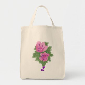 Pink Purple Geranium Monogram Wedding Tote Bags