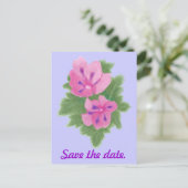 Pink Purple Geranium Save the date Postcards (Standing Front)