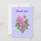 Pink Purple Geraniums Flowers Wedding Thank you (Front)
