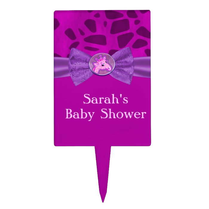 Pink & Purple Giraffe Baby Shower Rectangular Cake Pick