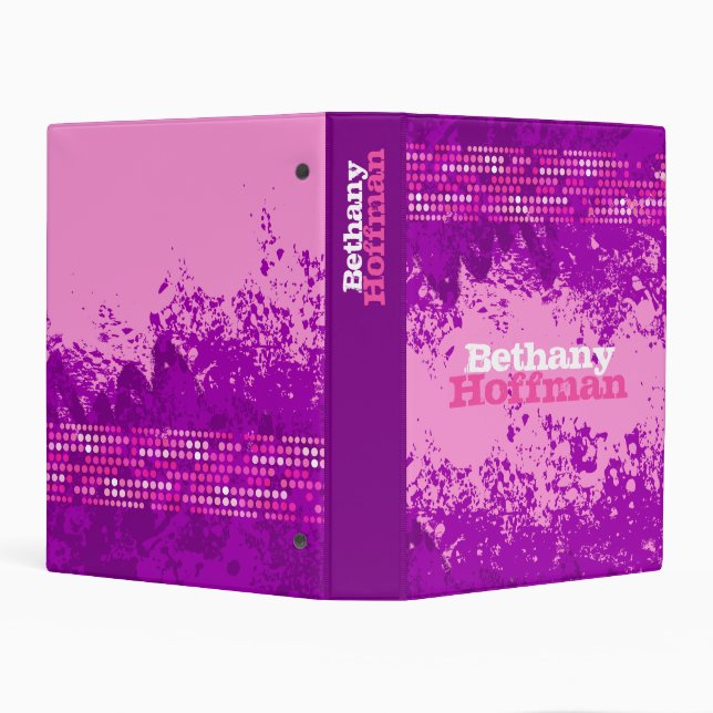 Pink & purple girls abstract dot custom name mini binder (Background)