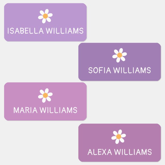 Pink Purple Girls Personalized Name Clothing Kids' Labels (Group)