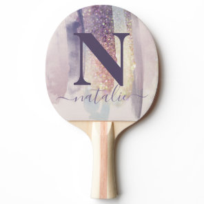 Pink purple girly glitter sparkly personalized ping pong paddle