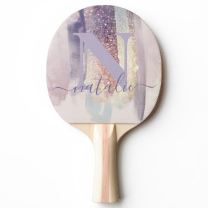 Pink purple girly glitter sparkly personalized ping pong paddle