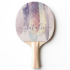 Pink purple girly glitter sparkly ping pong paddle