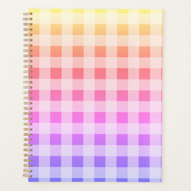 Pink Purple Girly Pretty Plaid Rainbow Planner (Front)
