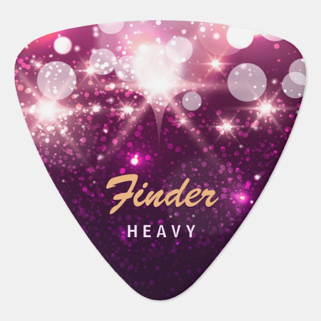 Pink Purple Girly Sparkle Glitter Guitar Pick (Front)
