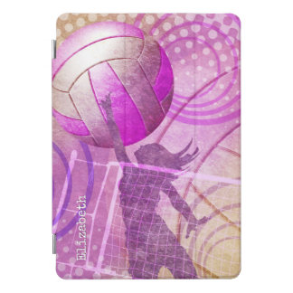 pink purple girly volleyball iPad Pro cover w name