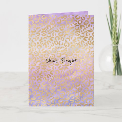 Pink Purple Glam Ombre Gold Leopard Print Card