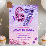 Pink Purple Glitter 67 Birthday Party Invitation<br><div class="desc">Pink Purple Sequin Glitter 67 Birthday Party Invitation,  I Was 6 Now I'm 7 Girl Birthday Invite,  Editable Kids 7th Birthday Party</div>