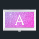 Pink Purple Glitter and Sparkle Monogram Business Card Case<br><div class="desc">Pink and Purple Ombre Faux Glitter and Sparkle Elegant Monogram Business Card Holder. This Business Card Holder can be customized to include your initial and first name.</div>