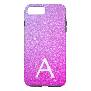 Pink Purple Glitter and Sparkle Monogram iPhone 8 Plus/7 Plus Case