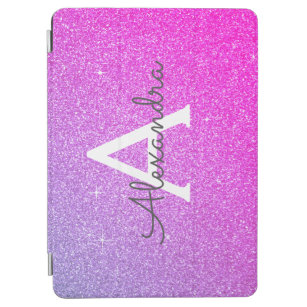 Pink Purple Glitter and Sparkle Monogram iPad Air Cover