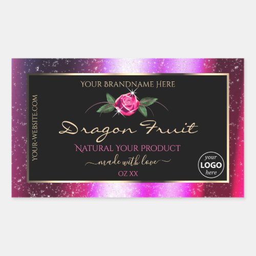 Pink Purple Glitter Black Product Labels with Logo