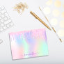 Pink purple glitter drips holographic name post-it notes
