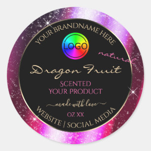 Pink Purple Glitter Frame Product Label with Logo