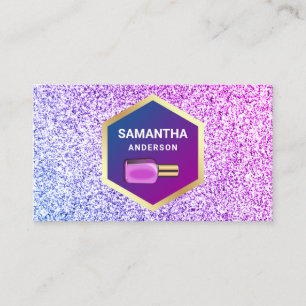 Pink Purple Glitter Gold Nail Polish Manicurist Business Card