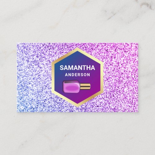 Pink Purple Glitter Gold Nail Polish Manicurist Business Card