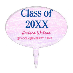 Pink purple glitter graduate class of add name yea cake topper