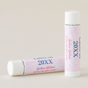 Pink purple glitter graduate class of add name yea lip balm
