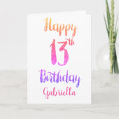 Pink Purple Glitter Happy 13th Birthday Card | Zazzle