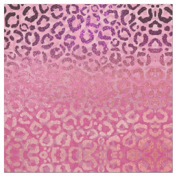 Pink Purple Glitter Leopard Animal Print Gradient Fabric