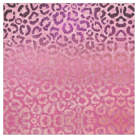 Chic girly pink glitter cheetah print pattern fabric | Zazzle