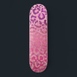 Pink Purple Glitter Leopard Animal Print Gradient Skateboard<br><div class="desc">This chic and glamorous pattern is perfect for the trendy and stylish girly girl. It features faux printed purple to pink sparkly glitter leopard print gradient on top of fuchsia to lilac cheetah print ombre. It's unique, elegant, pretty, girly, and cool. ***IMPORTANT DESIGN NOTE: For any custom design request such...</div>