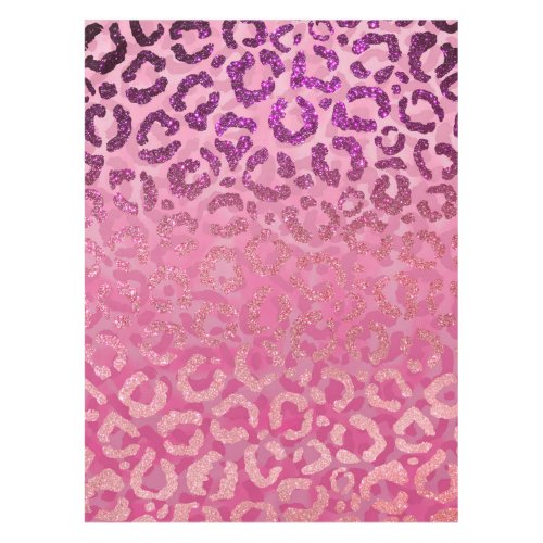 Pink Purple Glitter Leopard Animal Print Gradient Tablecloth