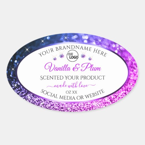 Pink Purple Glitter Logo Product Labels Diamonds