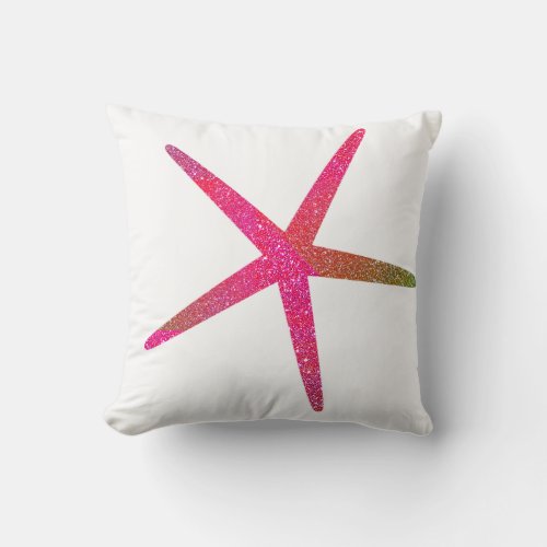 Pink Purple Glitter Ombre Sparkle Starfish Girly Throw Pillow