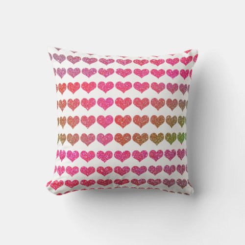 Pink Purple Glitter Ombre Sparkle Valentines Heart Outdoor Pillow