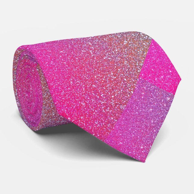 Pink Purple Glitter Patterns Glittery Sparkle Gift Neck Tie (Rolled)