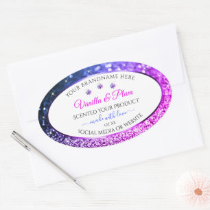 Pink Purple Glitter Product Labels Jewels White