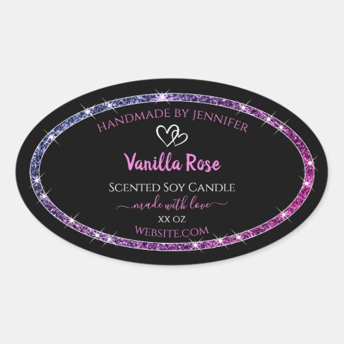 Pink Purple Glitter Product Packaging Labels Black